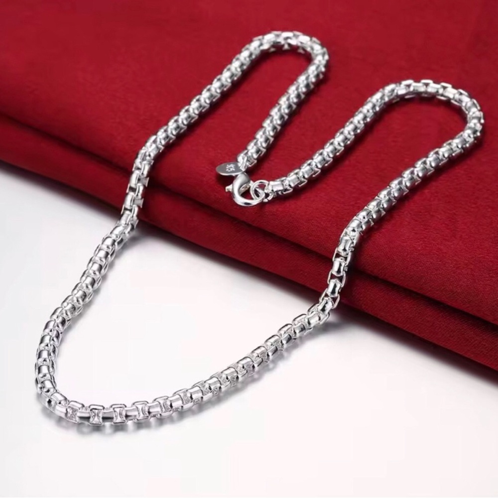 24” Sterling Silver Box-Link Chain Necklace
